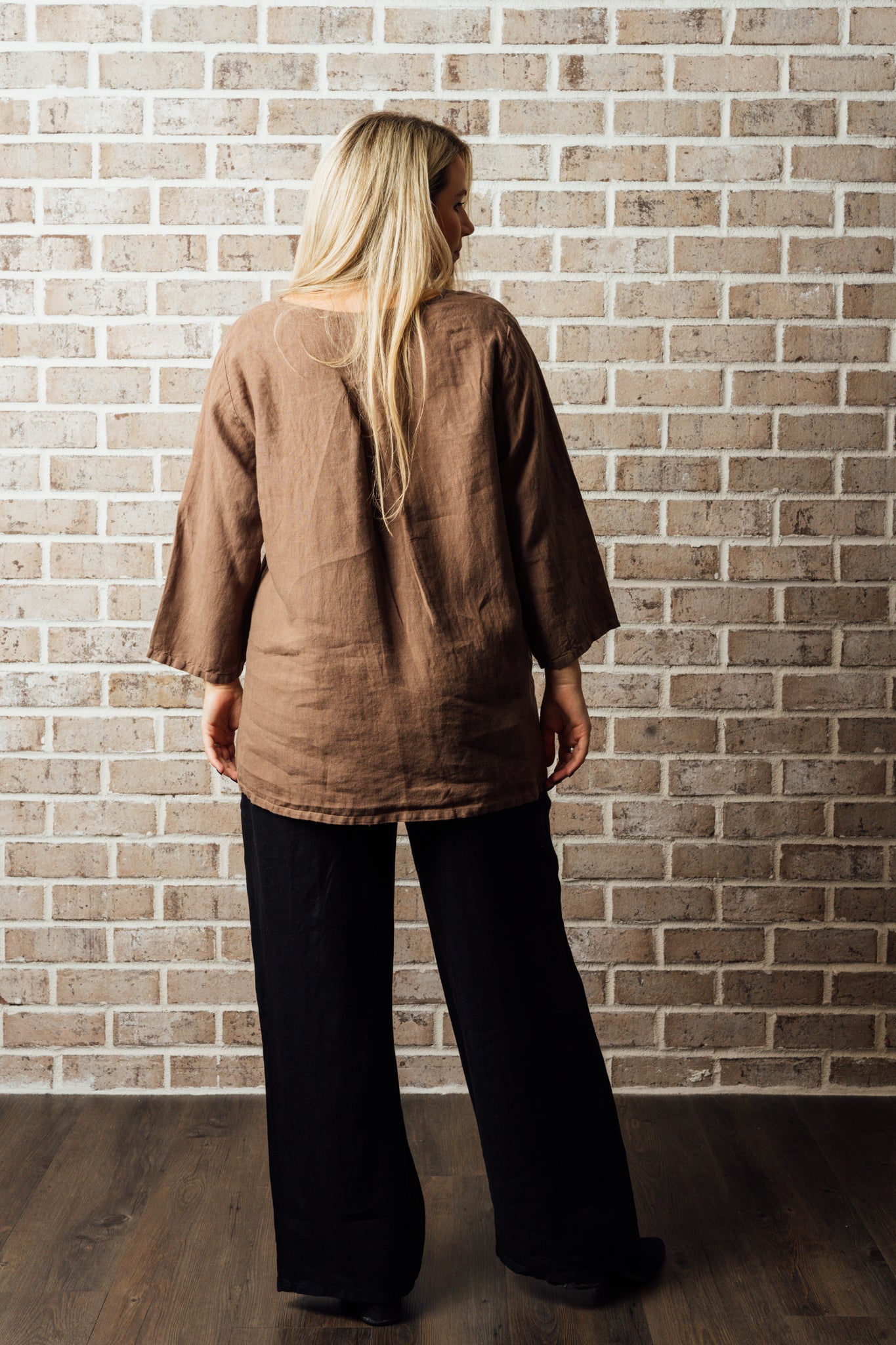 M/P 3/4 SLVE VNECK PLEAT