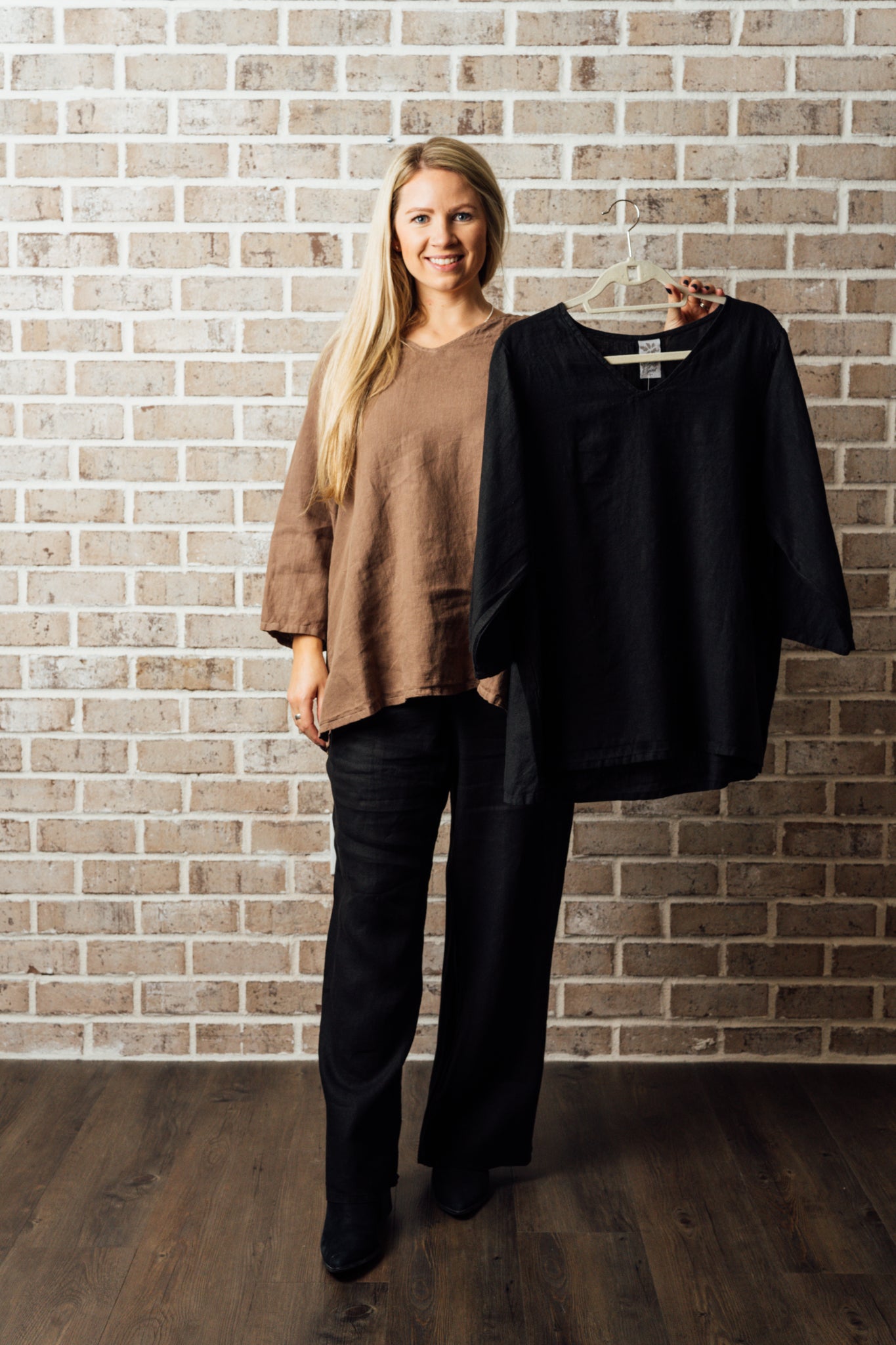 M/P 3/4 SLVE VNECK PLEAT
