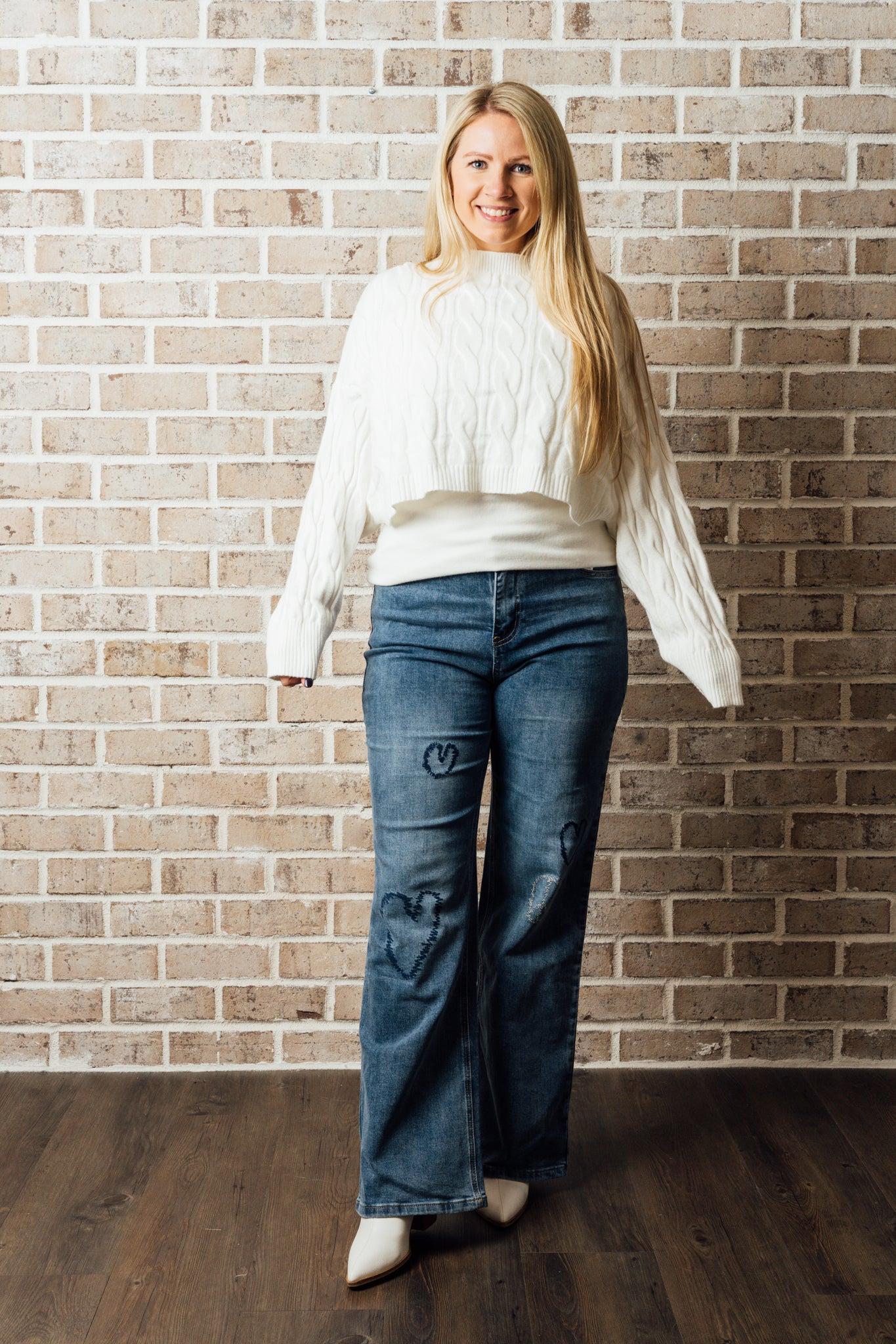 P/V CABLE CROP SWEATER