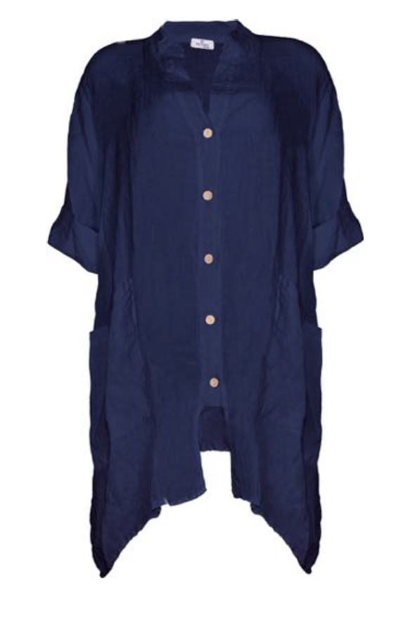 COLLARLESS LINEN CARDI
