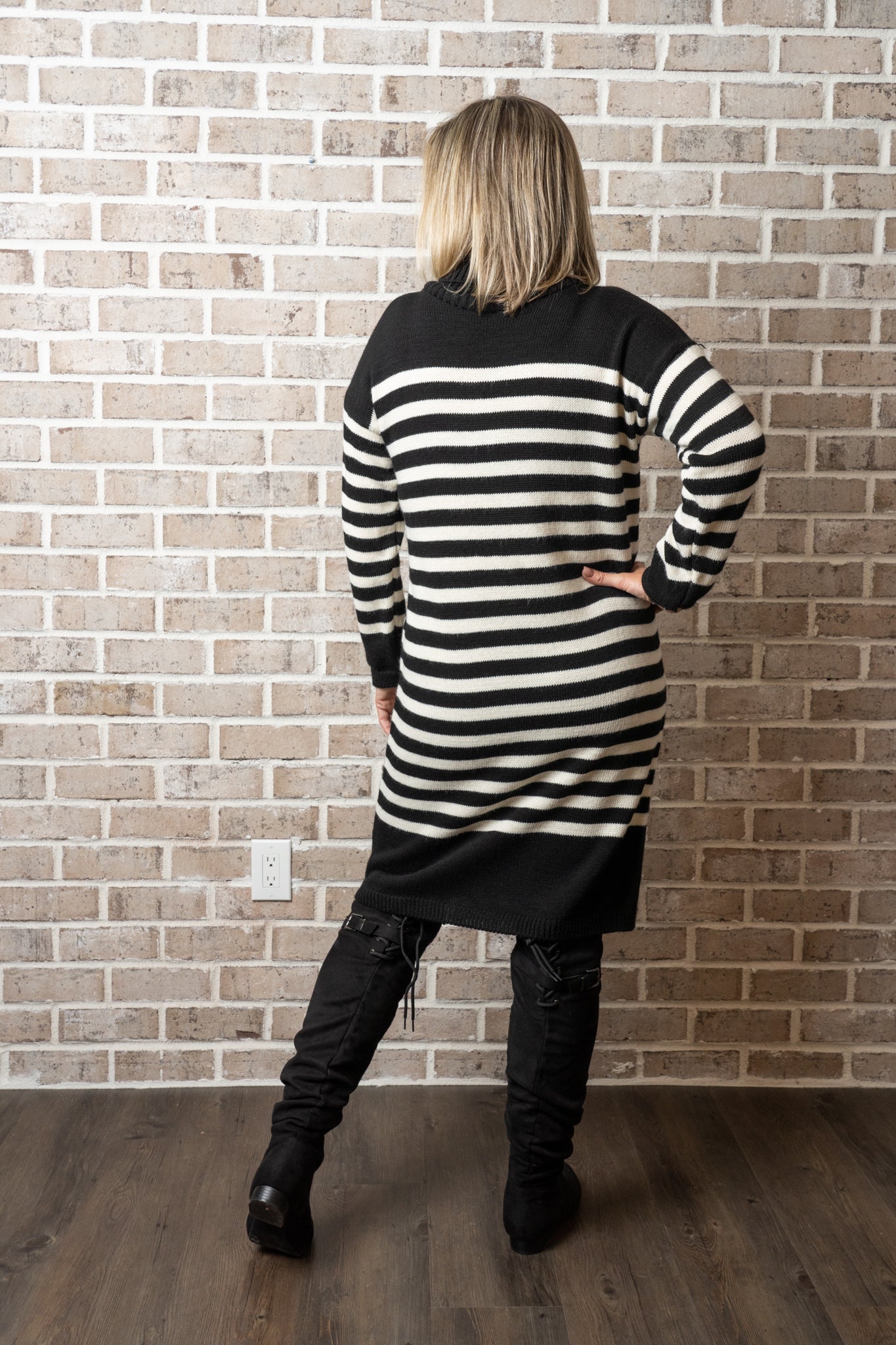 C/L STRIPE TURTLENECK DRESS