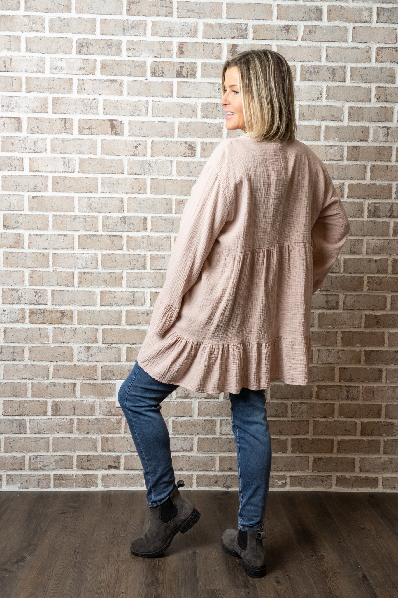C/L LONG SLVE GAUZE DRESS