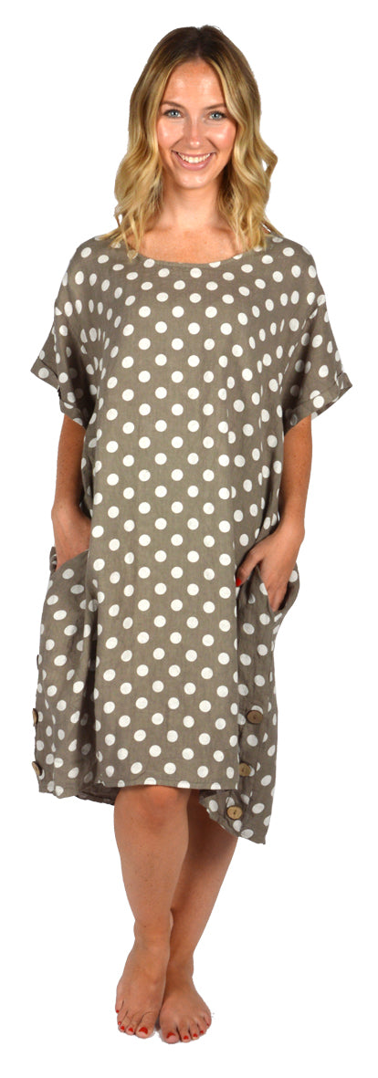 LINEN POLKA DOT DRESS