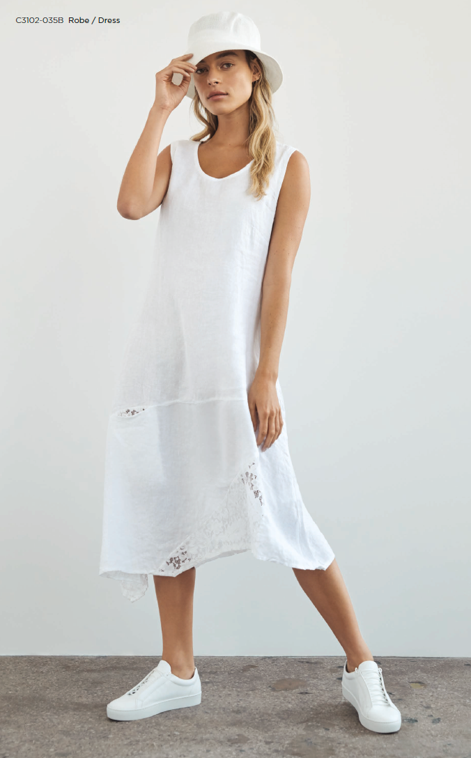 ASYMETRICAL DRESS W LACE INSERT