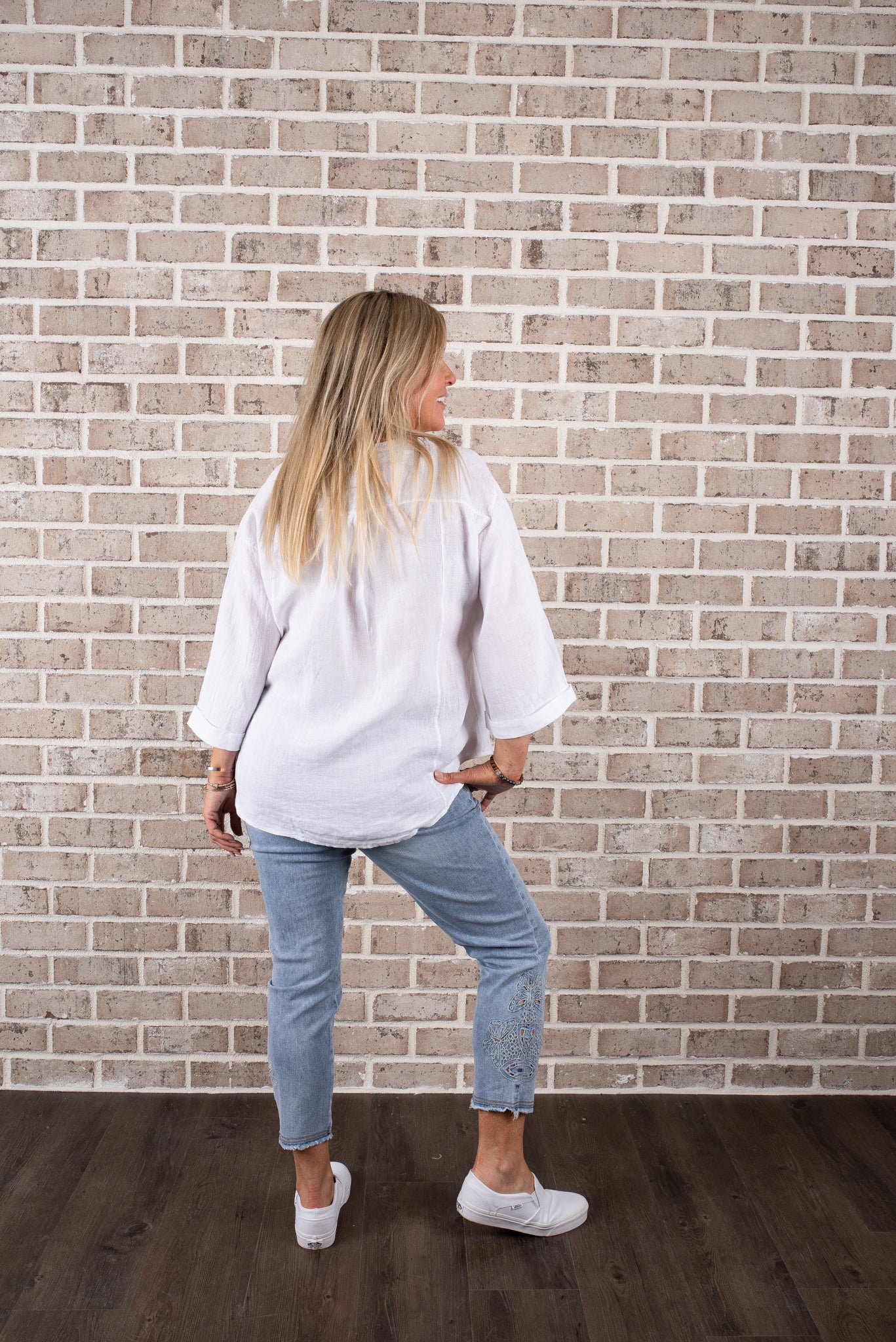 C/B DENIM/TWILL EMBROIDERED PANT